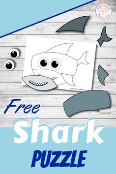 shark puzzle for kids with the text free printable shark puzzles to help children learn how to