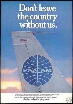 an advertisement for the pan am airline