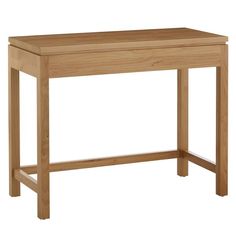 a small wooden table with one drawer on the top and two legs at the bottom