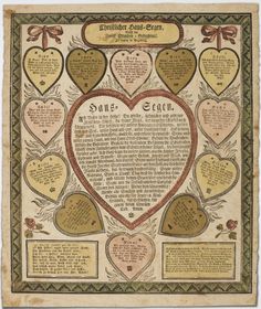 an old paper with many hearts on it