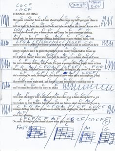 a piece of paper with writing on it and some handwriting written in cursive ink