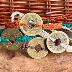 "Handmade Chinese Feng Shui Coin Hemp Bracelet or Anklet for Good Luck - Boho, Unisex hemp Jewelry is great gift for her or a great gift for him or for her. Who is it for? : Anyone!  Hemp Jewelry is ageless and timeless and has no gender boundaries!  What is it made of? : 100% Hemp twine and Chinese Feng Shui Coins.  These coins are known to bring good luck! Please choose your custom options from the Drop menu.  Color: #1 - Brown #2 - Green #3 - Natural or #4 - Rust Size: This hemp bracelet or anklet is made with braided ties. The size you choose will be sizable up to 1-2\" larger depending on the length of the ties.  (I.e. If your wrist is 7\" choose the 6-8\" size.) What if I have questions? : Please message me!  I will respond to your email within 24 hours (most of the time much sooner. Feng Shui Coins, Chinese Feng Shui, Hemp Bracelet, Hemp Jewelry, Hemp Bracelets, Hemp Twine, Anklets Boho, Jewelry Unique, Handmade Fashion