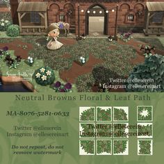 an advertisement for a flower and leaf path in the middle of a garden with lots of flowers