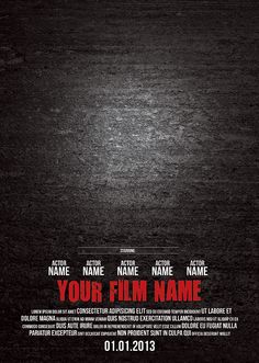 a movie poster for the film your film name with an image of a man standing in front of a dark background