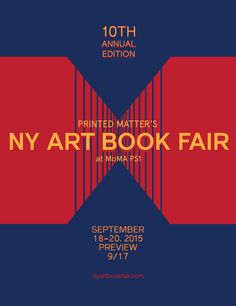 the new york art book fair poster for 10th annual exhibition, presented by print matters