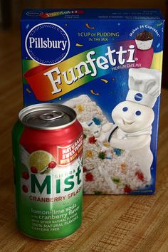 a can of gummy bears next to a box of fuffetti mist