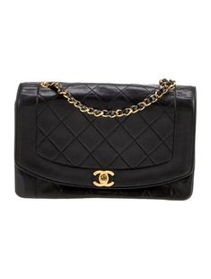 Chanel Shoulder BagBy Karl LagerfeldVintageBlack LambskinGold-Tone HardwareChain-Link Shoulder StrapLeather Lining & Dual Interior PocketsTurn-Lock Closure at Front Vintage Chanel, Flap Bag, Women Handbags, Chanel, Shoulder Bag, Handbags, Black