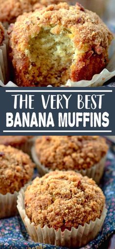 the very best banana muffins are made with fresh bananas and cinnamon crumbs