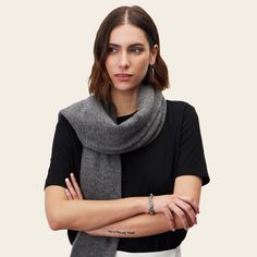 Part blanket, part scarf, part wrap — our 100% Grade-A cashmere wrap swaddles you in a cozy cloud of indulgent comfort. Cashmere Wrap, Scarf Shawl, Heather Grey, Cashmere