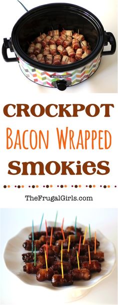 the crockpot bacon wrapped smokies are ready to be eaten