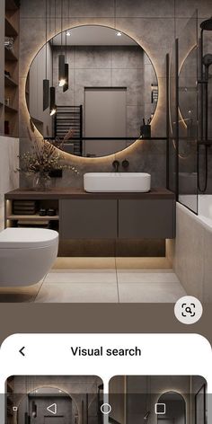 an image of a bathroom setting with the text'visual search'in front of it