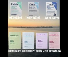 several different business cards with the ocean in the background and text overlaying them