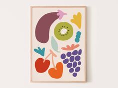 an art print with fruit and vegetables on it