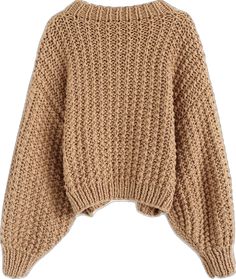 Casual Cropped Sweater With Puff Sleeves For Fall, Trendy Brown Cropped Winter Sweater, Trendy Brown Cropped Sweater For Winter, Trendy Brown Cropped Sweater For Fall, Beige Textured Knit Cropped Sweater For Fall, Fall Beige Textured Knit Cropped Sweater, Trendy Cropped Brown Sweater, Trendy Chunky Knit Sweater With Balloon Sleeves, Cozy Cropped Chunky Knit Sweater