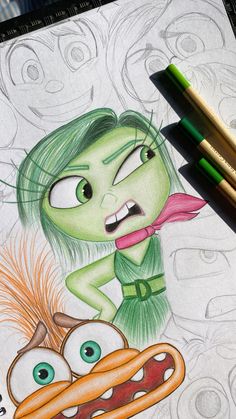 an image of a cartoon character drawn in colored pencils