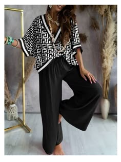 Homewear Outfit, Batwing Sleeve Top, Two Piece Pants Set, Winter Vest, Elegante Casual, Loose Outfit, Casual Sets, Suit Fashion, Batwing Sleeve