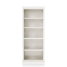 an empty white bookcase on a white background