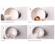 instructions to make homemade sugar in a saucepan on the stove top, with pictures showing how to mix ingredients