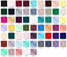 the color chart for different fabrics