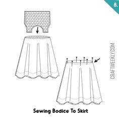 the sewing pattern shows how to sew a skirt