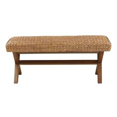 a bench made out of wood and wicker