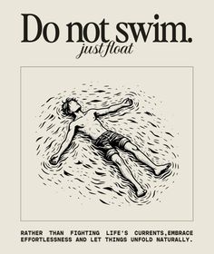 an advertisement for swimwear featuring a man swimming in the water with words above it