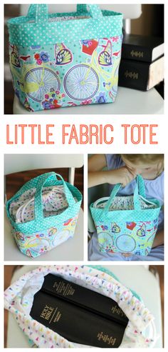 the little fabric tote bag is made from an old sewing machine and has been sewn