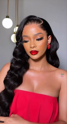 Machiaj Smokey Eyes, Up Dos For Prom, Prom 2023, Prom Makeup Looks, Makeup For Black Skin, Red Lip Makeup, Up Dos, Glamour Makeup, Front Lace Wigs Human Hair