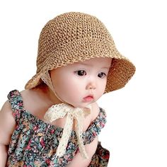 PRICES MAY VARY. Premium Quality - 100% paper straw and cotton lace band.Natural material without the use of any harmful chemicals.the straw baby hat is very lightweight,comfortable, breathable, and allows heat to escape and air to flow.Perfect for summer wear,perfect for sensitive skin. Two Size: Size 48 cm/18.9 inch,suitable for hat circumference: 18.11"-19.7",about 8 to 24 months toddler baby; Size 52 cm/20.47 inch,suitable for hat circumference: 19.7"-20.5",about 2-5 years old little girls w Beach Straw Hat, Baby Summer Hat, Hats Beach, Summer Straw Hat, Baby Sun Hat, Pixel Crochet, Girls Beach, Summer Sun Hat