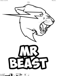 the logo for mr beast is shown in this black and white photo, with an animal's head sticking out