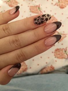 Leopard Print Nail Tips, Brown And Cheetah Nails, Halloween Leopard Nails, Black And Cheetah Print Nails, Short Leopard Print Nails, Nails On Fat Fingers, Fall Nails Leopard, Leapord Nails Acrylic, Fall Cheetah Nails