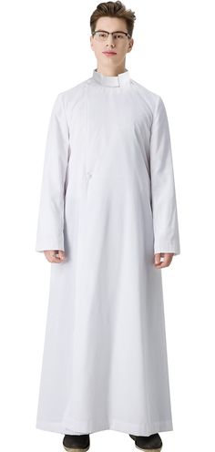 PRICES MAY VARY. Quality Material: Thick non-see-through polyester fabric Comfort Style: Perfect harmony comfort style of cassock Standing Collar: Small standing collar includes a free tab collar insert Unique Design: Close the robe with wrapped buttons on the right side Wide Use: Worn on wedding, Christmas and other religious events Cassock Robes For Many Occasions

Whether you are a priest, choir director or church leader, you may feel that cassock robes are important for your choir or leaders Cassock Priest, Choir Director, Dress Patterns Free, Quick Stitch, Standing Collar, Art House, Catholic Art, Wedding Christmas, Perfect Harmony