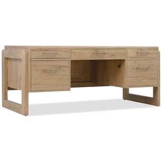 a wooden desk with two drawers and one door open