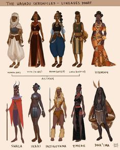 an image of different types of women in ancient costumes and hair styles, from the middle ages to the present day