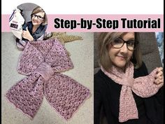 a crocheted scarf with the words, step - by - step instructions on it