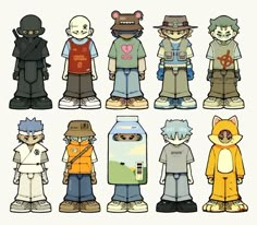 an image of cartoon characters in different outfits