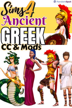 the cover of suns 4 ancient greek c & m's, featuring four women in costumes