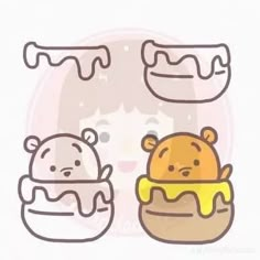 two cartoon bears sitting next to each other