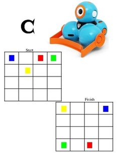 the letter c is for robot and it has four blocks to match with each other