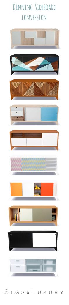 an image of a book shelf with different colored books on it and the words, dining sideboard conversation