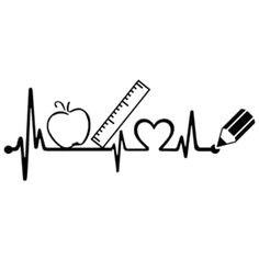 an apple, pencil and heart on a white background with the word heartbeat written in it