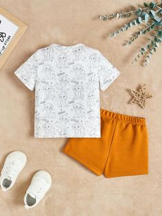 SHEIN 2 Unids/set De Camiseta Y Pantalones Cortos De Manga Larga Con Estampado De León Divertido Informal Para Bebés Y Niños Para Ropa De Calle, Primavera/verano | SHEIN USA Streetwear Spring, Lion Print, Boys Casual, Boy Shorts, Baby Sets, Fashion Online Shop, All Fashion, Childrens Clothes, Casual Wear