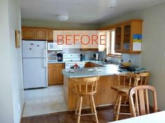 the kitchen is clean and ready to be used as a dining room or living room