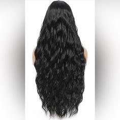 New Long Wavy Wigs Black, Middle Parting Women Synthetic Hair Wavy Long Wig Natural Wavy Wigs For Women 23-24 Inch Long Long Black Wavy Hair, Wigs Black, Black Wavy Hair, Wavy Wigs, Jet Black Hair, Wig Color, Original Characters, Long Wavy Hair, Wigs For Women