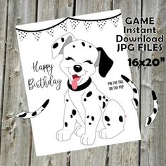 a happy birthday card with a dalmatian dog