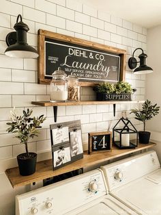 a washer and dryer in a laundry room