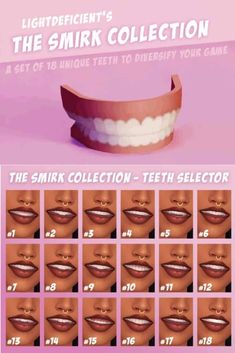 the smile collection is shown with instructions to make it look like they're smiling