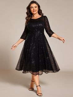 Flattering Dresses For Plus Size, Plus Size Special Occasion Dresses, Plus Size Wedding Guest Dress, Dresses For Apple Shape, Sequin Evening Gowns, Plus Size Cocktail Dresses, Sequin Wedding, Plus Size Party Dresses