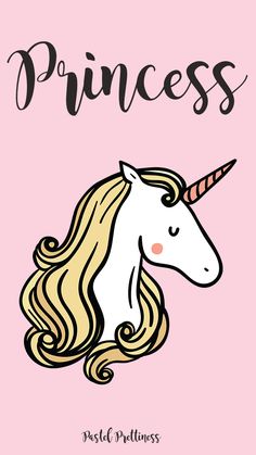 a pink card with a unicorn's head and the words princess on it in black ink