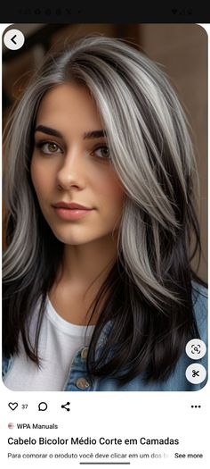 Gray Peekaboo Hair, Grey Hair With Brown Lowlights, Black Hair With Grey Highlights, Dark Underneath Hair, Gray Highlights Brown Hair, Brown Hair With Silver Highlights, Black And Grey Hair, Gray Balayage, Grey Hair Transformation